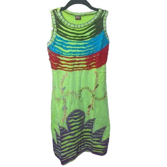 Dresses & Skirts - KPC 100% Cotton Embroidered 90's Y2K Patchwork Dress, Boho Hippie Free Spirit M
